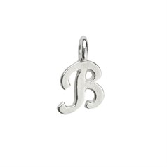 Mini Script Alphabet Letter B Charm Pendant 10x6mm Sterling Silver (STS)