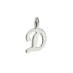 Mini Script Alphabet Letter D Charm Pendant 10x6mm Sterling Silver (STS)