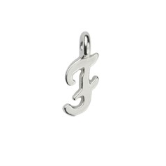 Mini Script Alphabet Letter F Charm Pendant 11x4mm Sterling Silver (STS)