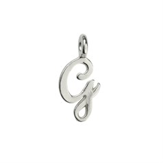 Mini Script Alphabet Letter G Charm Pendant 12x6mm Sterling Silver (STS)