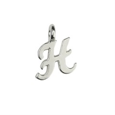 Mini Script Alphabet Letter H Charm Pendant 10x8mm Sterling Silver (STS)