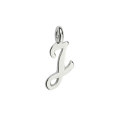 Mini Script Alphabet Letter J Charm Pendant 13x5mm Sterling Silver (STS)