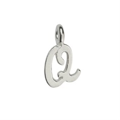 Mini Script Alphabet Letter Q Charm Pendant 10x6mm Sterling Silver (STS)