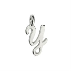 Mini Script Alphabet Letter Y Charm Pendant 12x6mm Sterling Silver (STS)