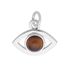 Tiger Eye 15x13mm Evil Eye Charm Pendant Sterling Silver