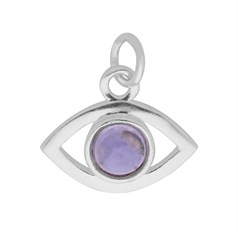 Iolite 15x13mm Evil Eye Charm Pendant Sterling Silver