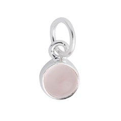 Rose Quartz 7.75mm Charm Pendant Sterling Silver