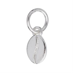 Coffee Bean 10mm Charm Pendant Sterling Silver