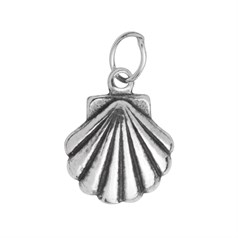 Shell 12mm Antiqued  Charm Pendant Sterling Silver