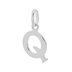 Large Uppercase Alphabet Letter Q Charm Pendant 16x11mm Sterling Silver (STS)