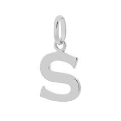 Large Uppercase Alphabet Letter S Charm Pendant 15x12mm Sterling Silver (STS)