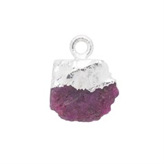 Ruby Raw Gemstone Pendant/Dropper 8-10mm Birthstone July Sterling Silver Electroplated