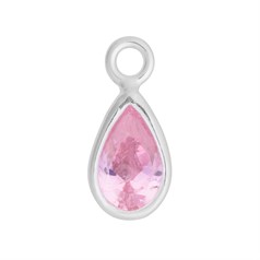 Tourmaline 8x5mm Teardrop CZ Crystal Sterling Silver Charm - Birthstone October