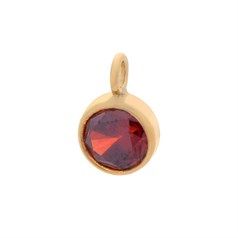 Garnet 4mm CZ Crystal Gold Filled Charm - Birthstone January