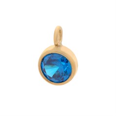 Sapphire 4mm CZ Crystal Gold Filled Charm - Birthstone September