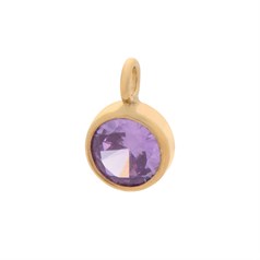 Lilac Tourmaline 4mm CZ Crystal Gold Filled Charm - Birthstone October