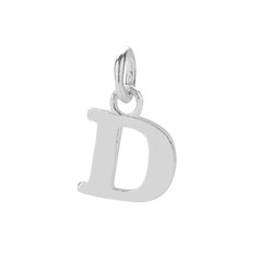 11mm Serif Uppercase 'D' Initial Charm Sterling Silver