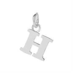 11mm Serif Uppercase 'H' Initial Charm Sterling Silver