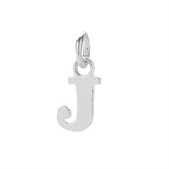 11mm Serif Uppercase 'J' Initial Charm Sterling Silver