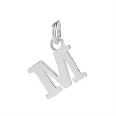 11mm Serif Uppercase 'M' Initial Charm Sterling Silver