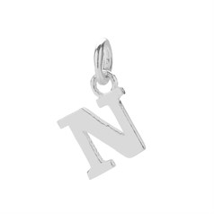 11mm Serif Uppercase 'N' Initial Charm Sterling Silver