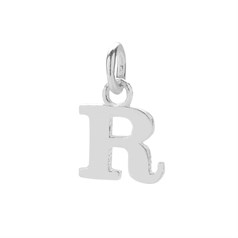 11mm Serif Uppercase 'R' Initial Charm Sterling Silver