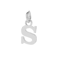 11mm Serif Uppercase 'S' Initial Charm Sterling Silver