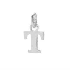 11mm Serif Uppercase 'T' Initial Charm Sterling Silver