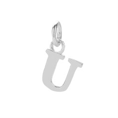 11mm Serif Uppercase 'U' Initial Charm Sterling Silver