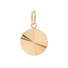 Diamond Cut Sunburst Charm Pendant Gold Plated Sterling Silver Vermeil