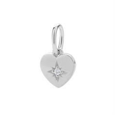 CZ Star in Heart Charm Pendant Sterling Silver