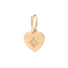 CZ Star in Heart Charm Pendant Gold Plated Sterling Silver Vermeil