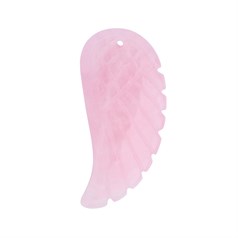 Rose Quartz (Carved Both Sides) Angel Wing 35x16mm Top Drilled