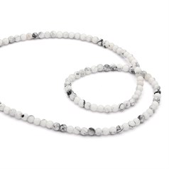 4mm Round gemstone bead White Agate with Veining MATT 40cm strand