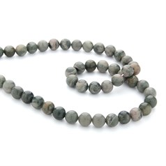 10mm Round Gemstone Bead Green Wood Jasper 40cm Strand