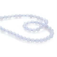 8mm Round Gemstone Bead Blue Chalcedony 40cm Strand