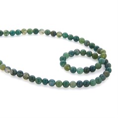 6mm Round gemstone bead Moss Agate Green 40cm strand