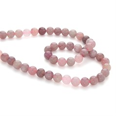 8mm Round Gemstone Bead Purple Madagascar Rose Quartz 40cm Strand