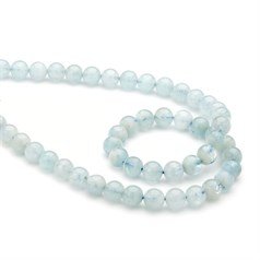 8mm Aquamarine A Grade  Round Bead 39cm Strand