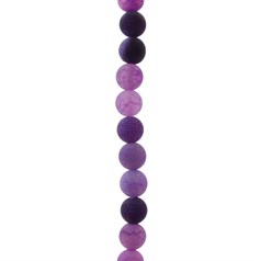 8mm Round gemstone bead  Frosted Cracked Agate Purple (Dyed)  40cm strand