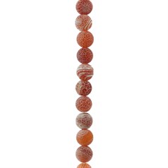 8mm Round gemstone bead  Frosted Cracked Agate Red (Dyed)  40cm strand