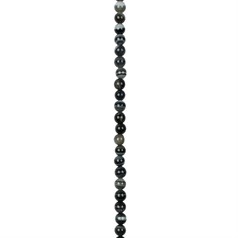 4mm Round gemstone bead Black Banded Agate 'A' Quality 40cm strand