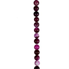 8mm Round gemstone bead Banded Agate Fuchsia (Dyed) 40cm strand