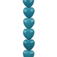 16mm Turquoise Howlite Puff  Heart Beads 16"