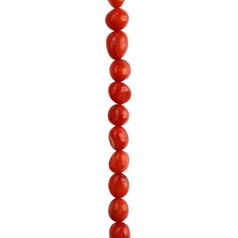 7mm Approx Tumbled Gemstone Beads Coral (Dyed Red)  'A'  Quality 39cm