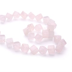 10mm Cube Gemstone Bead Rose Quartz 40cm strand (Limited Stocks)