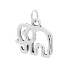 Hollow Elephant charm w/Jump ring Silver Plated Zinc Alloy