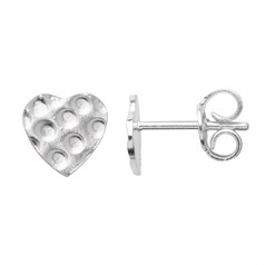 Heart Hammered Earstud Sterling Silver