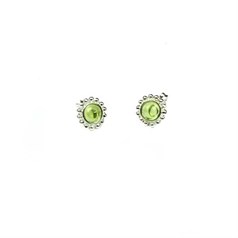 Peridot Fancy Studded Edge  Earrings - Birthstone August  Sterling Silver