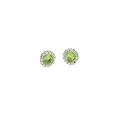 Peridot  Fancy Fluted Edge Earrings - Birthstone August Sterling Silver